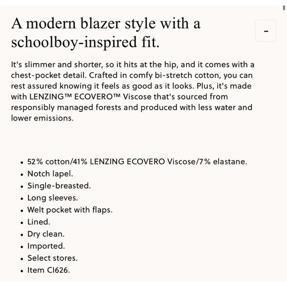 J.CREW Tall Shrunken-fit Blazer in Bi-stretch Cotton Blend T8 Navy Blue CI626 - Picture 5 of 6